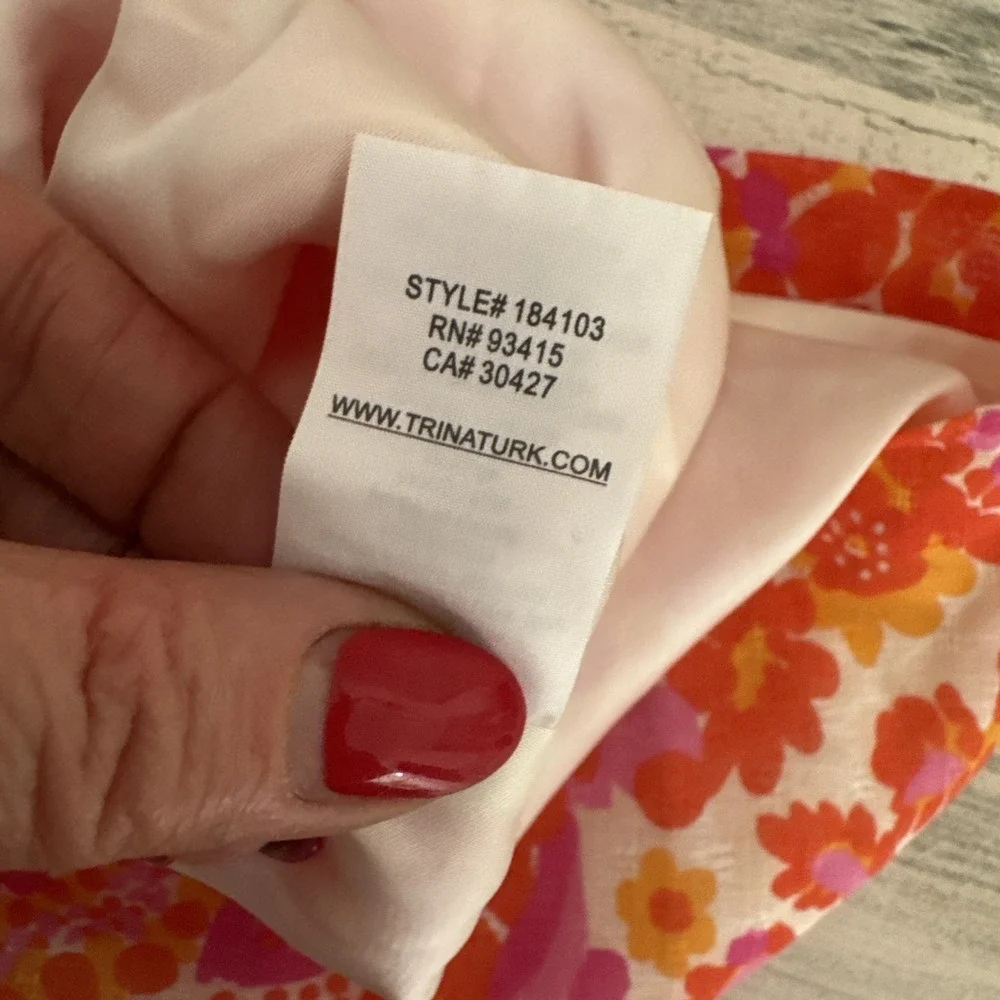 Trina Turk Women's Peony Floral Print Linen‎ Blend One Shoulder Top XS